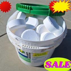 25 Pound Bucket Of 3 Inch Jumbo Swimming Pool CHLORINE TABLETS. 