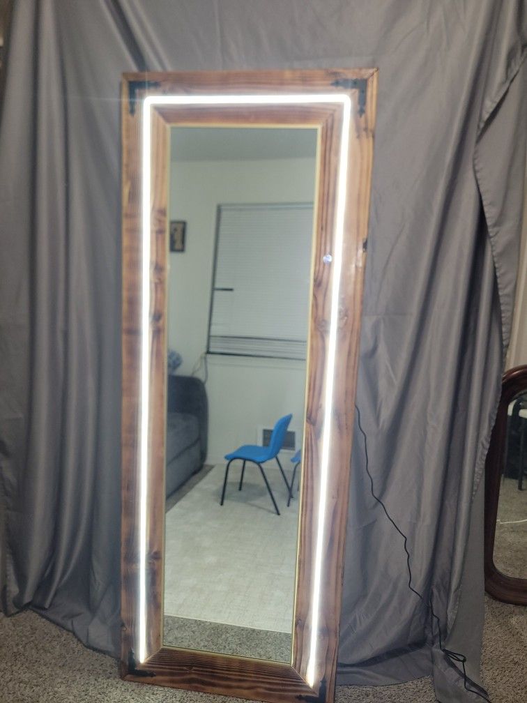 Custom Wood Made LED mirror