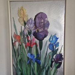 Irises In Bloom Signed By Artist Sandra Lipton Shumsky