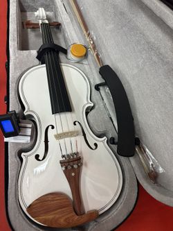 4/4 White All Wood Violin with New Bow, Digital Tuner, Shoulder Rest, Extra Strings $160 Firm