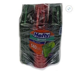 Hefty Basic Clear 2 Colors Hard Plastic Holiday Cups, 18 Ounce (140 Count)