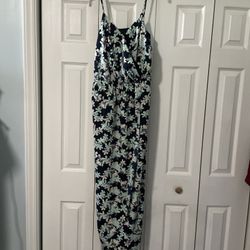 Banana Republic Size 8 Blue Floral Faux Wrap Maxi Dress Adjustable Straps