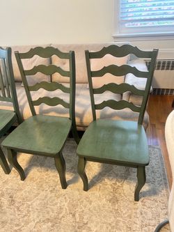 Antique Sage wood dining chairs set of 2