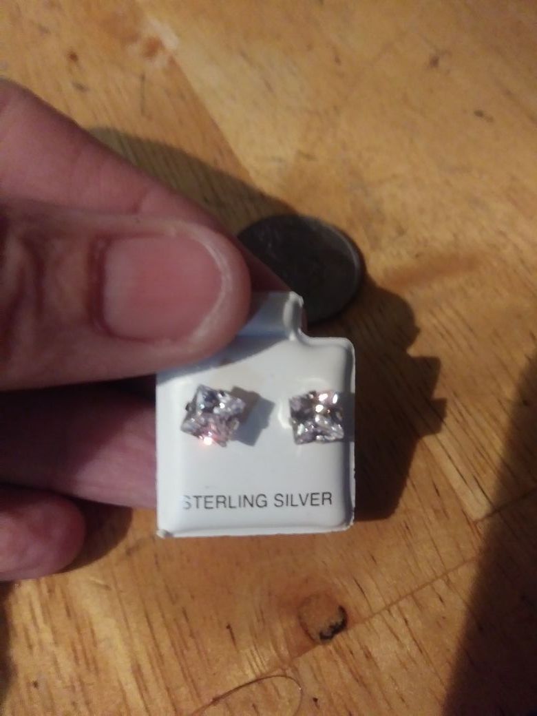 Sterling Silver Cubic Zirconia 6MM Princess-Cut Stud Earrings