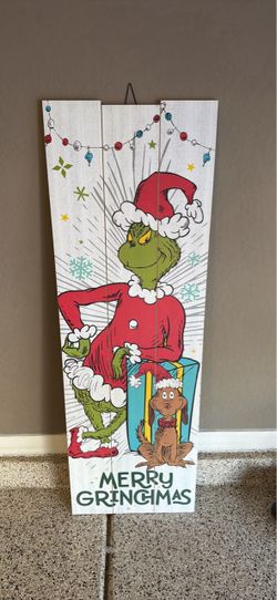 Merry Grinchmas Wooden Holiday Porch Sign
