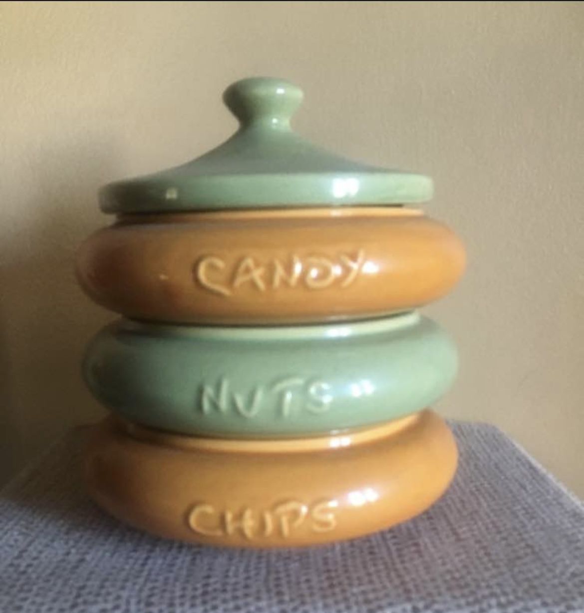 Vintage Retro Kitchen Stacking Bowls Mid Century RRP Roseville Pottery