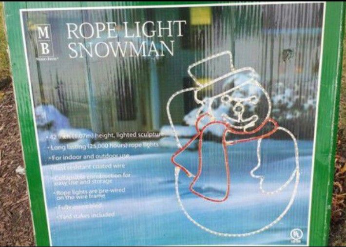 Christmas 3d light rope sculpture snowman decoration