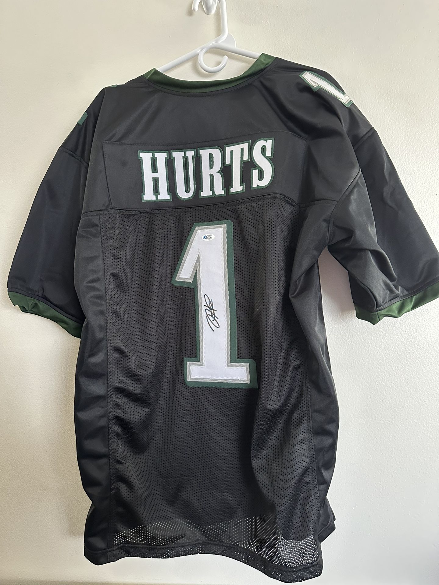 JALEN HURTS SIGNED PHILADELPHIA EAGLES QB AUTOGRAPHED CUSTOM JERSEY W/COA XL 718