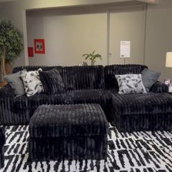 Brand New Comfy Plush Midnight Madness Corduroy Sectional 