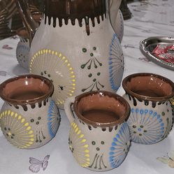 New  Mexican water pitcher with  6 mugs