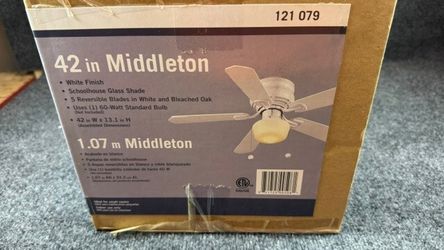 42" White Indoor Ceiling Fan with Light Kit - New in Box