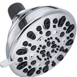 New! High Pressure Shower Heads, 7-setting Rain Fixed Showerhead, 5’’ Chrome Face Shower Head Adjustable Metal Swivel Ball Joint, High Flow 7-modes Sh