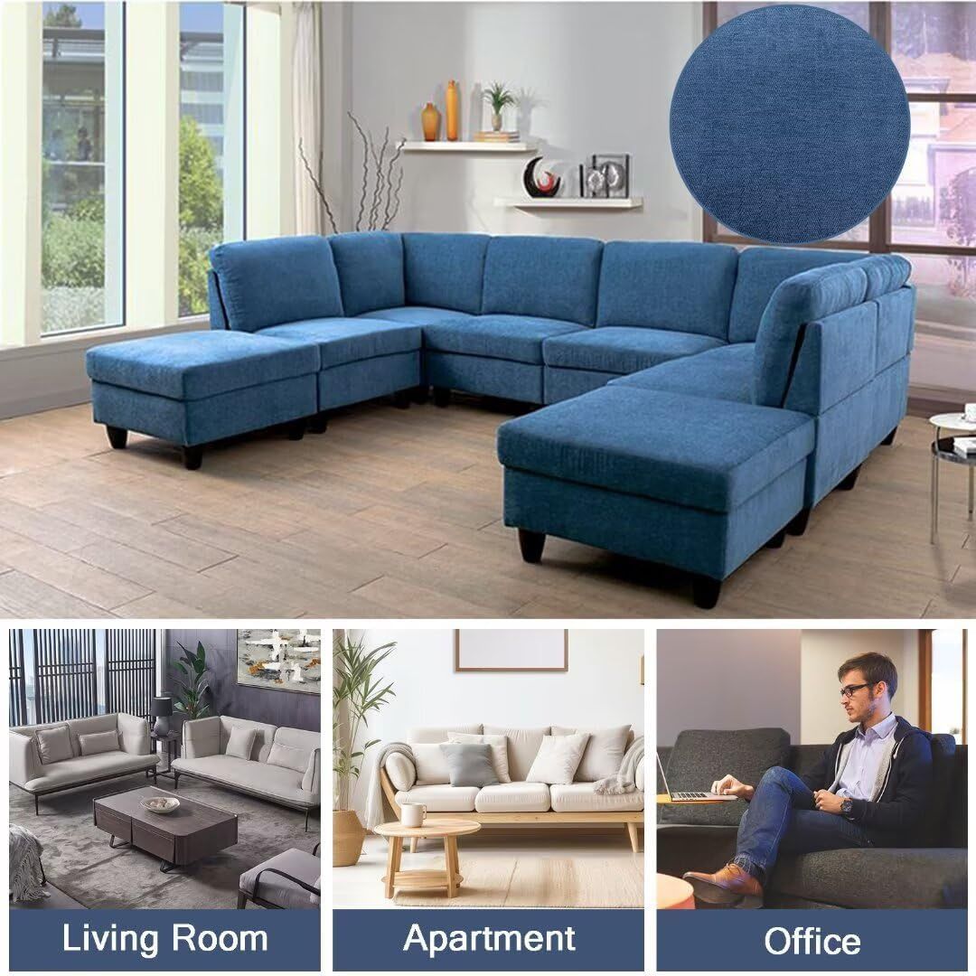 Living Room Sofa Set - 8-Piece - Blue Flannel | Warehouse Pickup | Shipping Extra