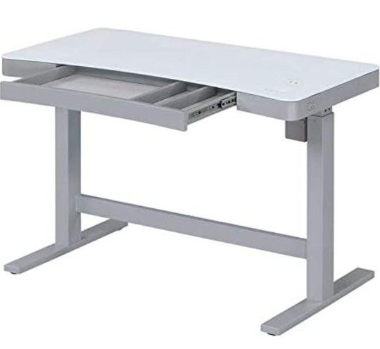 Costco Trisante Geller 47" Adjustable Glasstop Desk W/ Wireless Charging Pad & USB Plugins