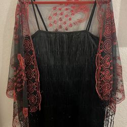 New Never Worn! Women’s Quality Size XL/1X Tassel Shimmy Dress With All The Accessories