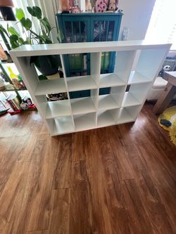 Ikea Kallax White Cube Storage Shelving Unit with Black Inserts