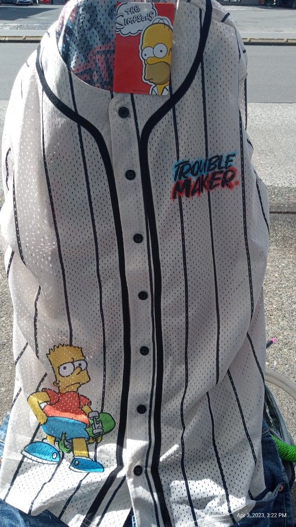 Size Medium Bart Simpson's Trouble Maker Baseball Jersey