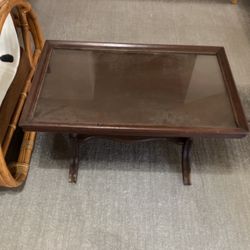 Antique Side Table With Glass