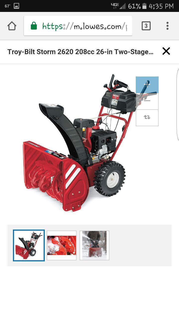 Troy-Bilt Storm 2620 208cc 26-in snowblower...used couple of times