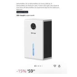 Brand new Dehumidifier, 95 oz dehumidifiers for home,1000 sq. ft Dehumidifiers for Bedroom with 7 Colors LED Light, Ultra Quiet & Auto Shut off dehumi