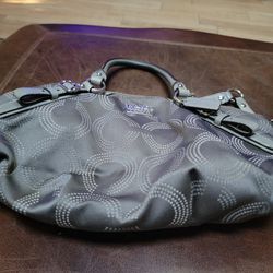 Gray Signature Coach Handbag 