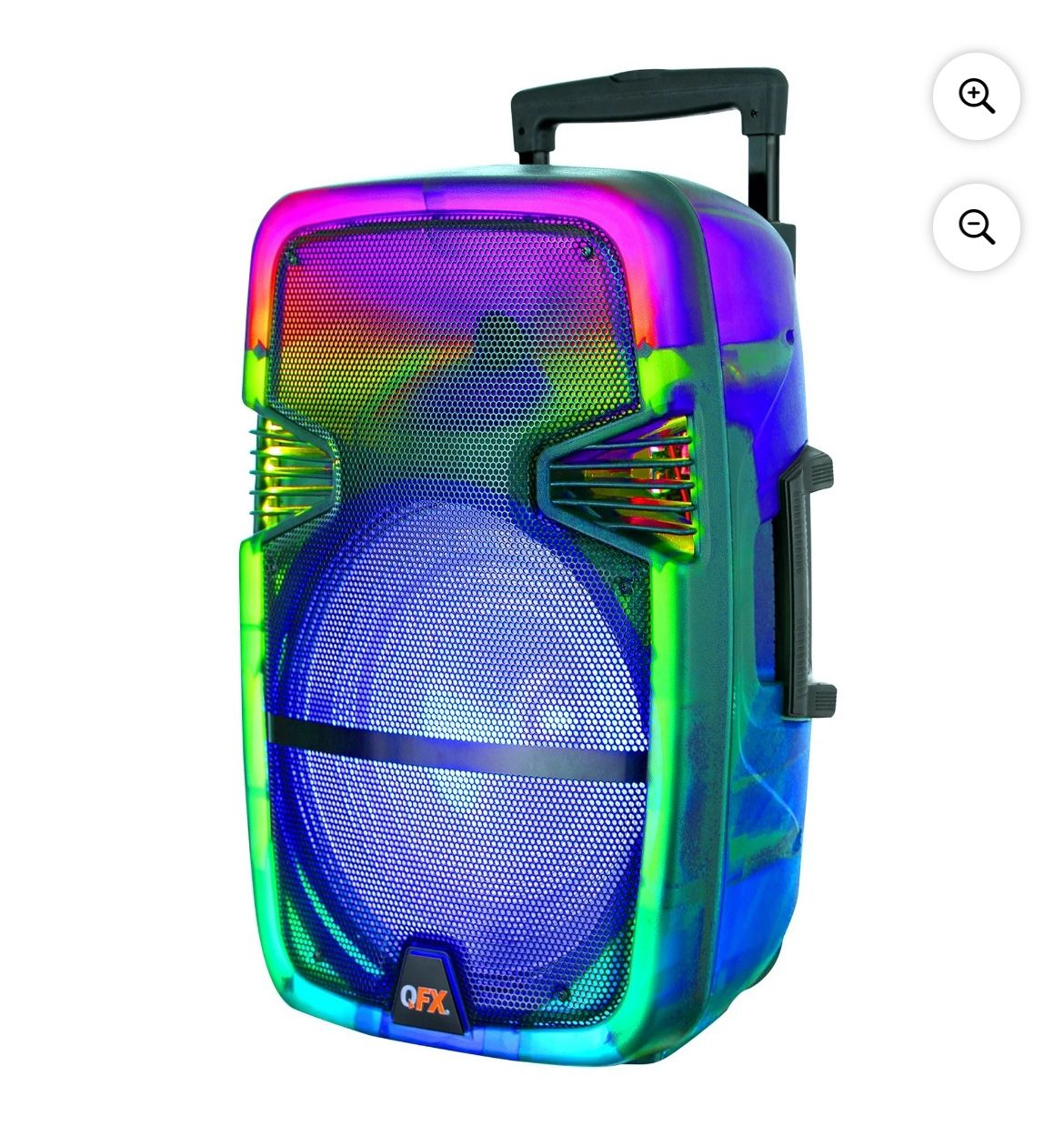 QFX Wireless Bluetooth Rechargeable Portable Speaker with Party Lights, Multicolor, TMS-1560