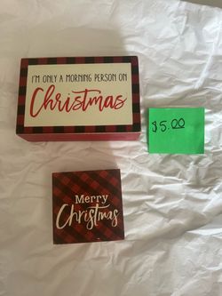 Christmas Buffalo Plaid Wood Sign Box Set