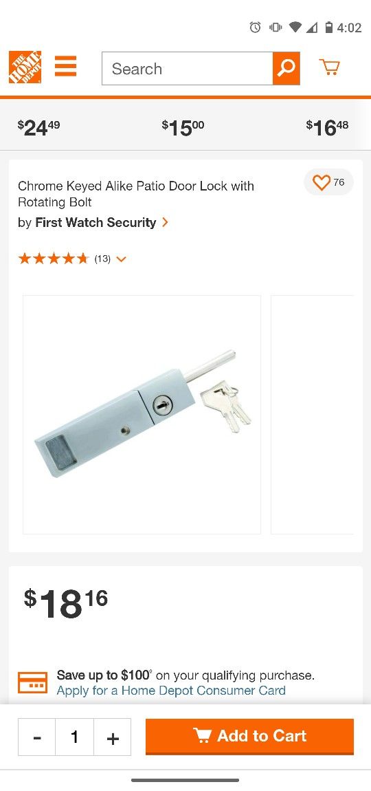 Keyed Patio Door Security Locks