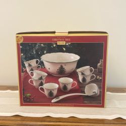 Spode Christmas Tree 10 Piece Punch Bowl With Cups & Ladle (Brand New - Unopened)