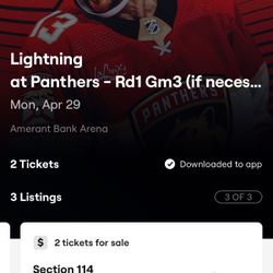 Game 5!!! Panthers Vs Tampa Row 5!!!! $350
