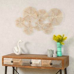 36.6” Metal Gold Finish Swirl Plates Wall