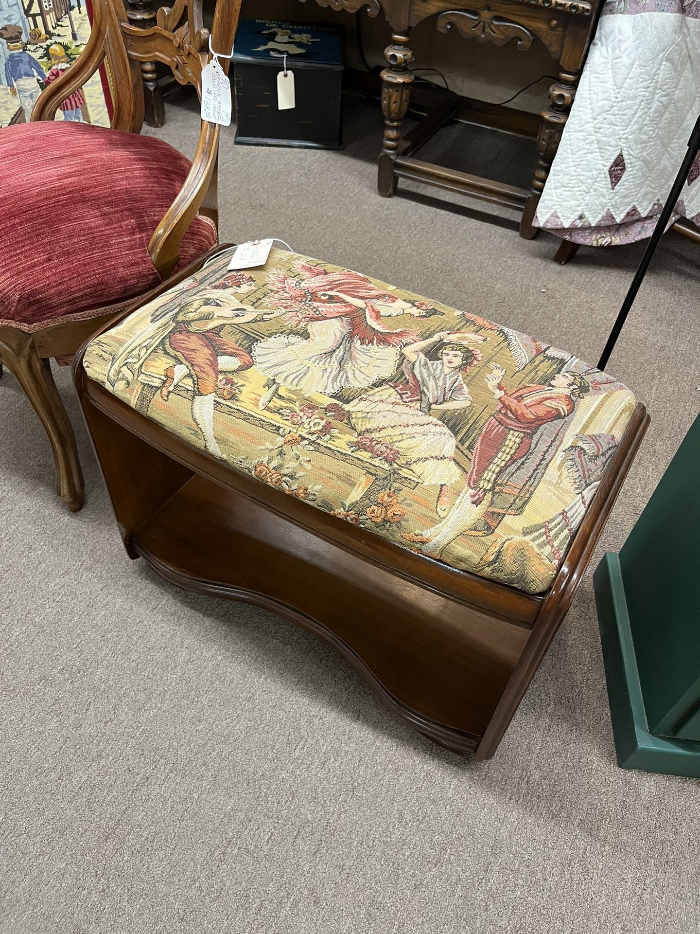 1896 Antique Tapestry Stool