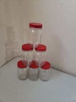 Jars with red lids