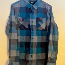 Vans Men's Blue and Navy Shirt Large