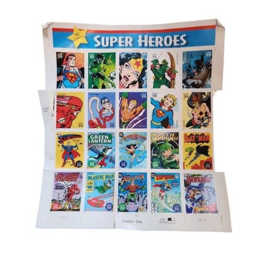 2005 USPS DC Comics Super Heroes Full Sheet Of 20 X 39-cent Postage Stamps USA