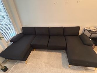 Moving- Modern U shape Black Fabric Sectional Sofa- Make Offer
