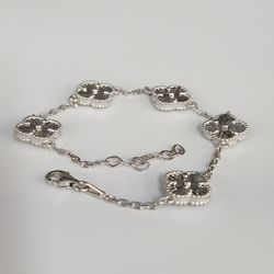 Fashion 925 Silver Textured Blossom Bracelet 8"