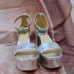MK Silver Platform Heels