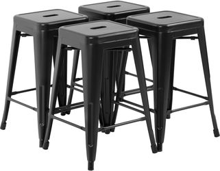 FDW Metal Bar Stools Set of 4 Counter Height Bar Stools 24 Inches Industrial Bar Chairs Patio Stool