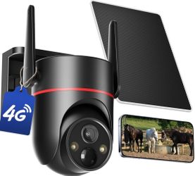 Security Cameras Wireless Outdoor, Cellular Security Camera Outdoor, PTZ, 2K HD Live View, Color Night Vision, Human Detection, 2-Way Talk