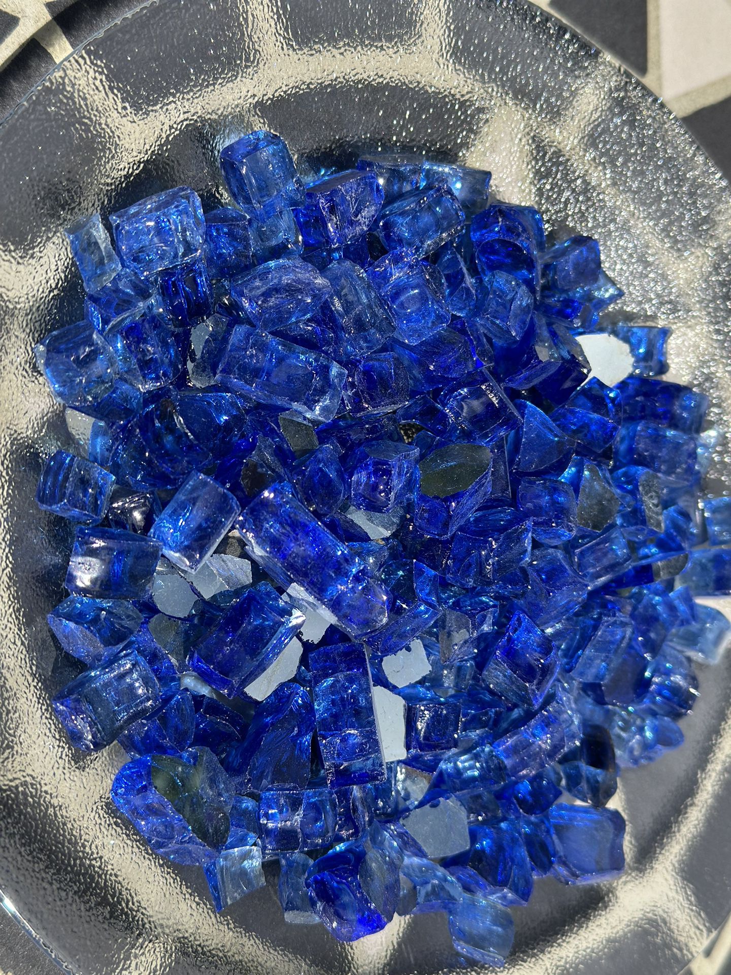 20 lbs of 1/2” Fire Glass - Cobalt Blue / Reflective