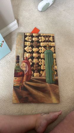 Vintage Liquor Bottles Still Life Oil Painting