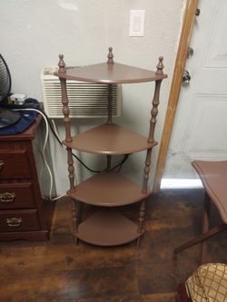 45"  High   Wood  Corner  Shelf