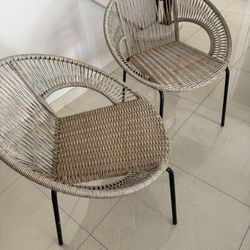Set Of Two New Rattan Wicker Chairs
