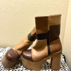 Tonic Patch Heel Boots – Brown Vibes