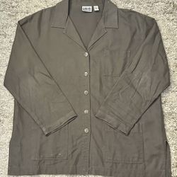 Chico’s Design Women’s Size 3 Green/Gray 3 Pocket 3/4 Sleeve Button-Down Shirt