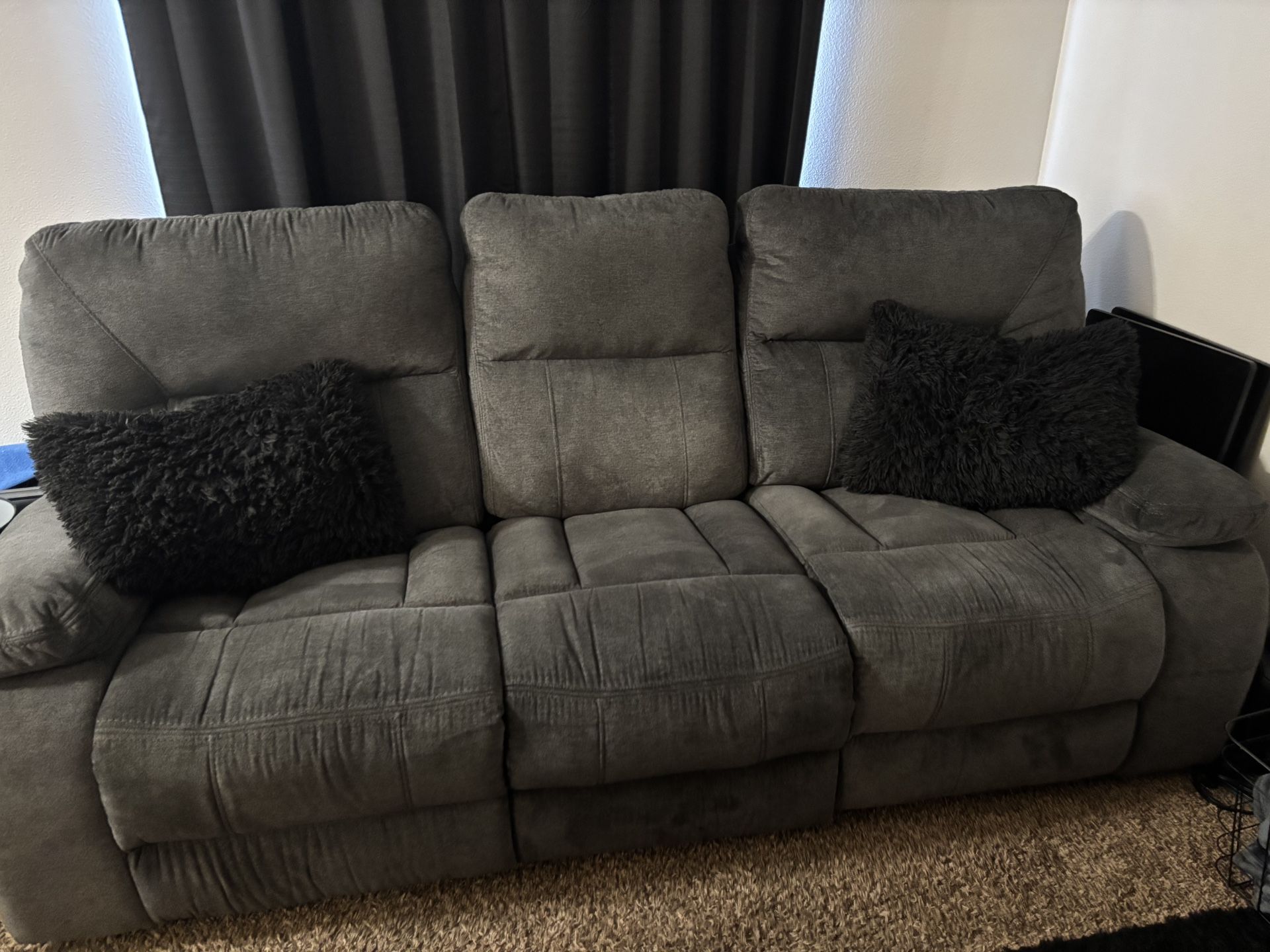 Dark Grey Reclining Couch