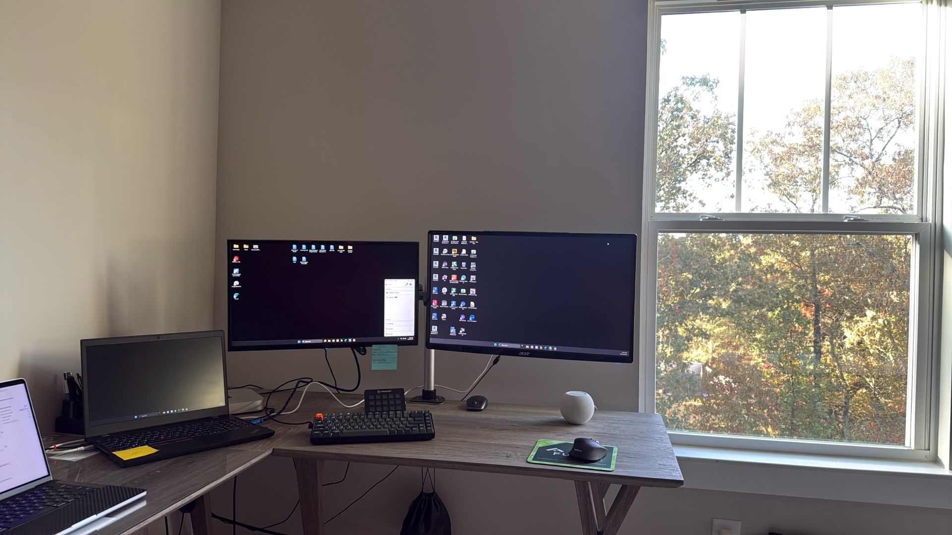 Computer Monitors (27” ACER, 24” ONN) And Monitor Arms With Desk Clamp