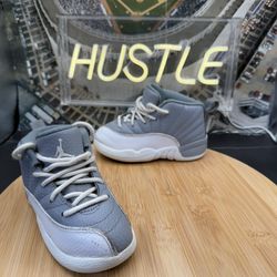 Nike Air Jordan Retro 12 (TD) “Stealth” White/Grey Toddler Sz 8C