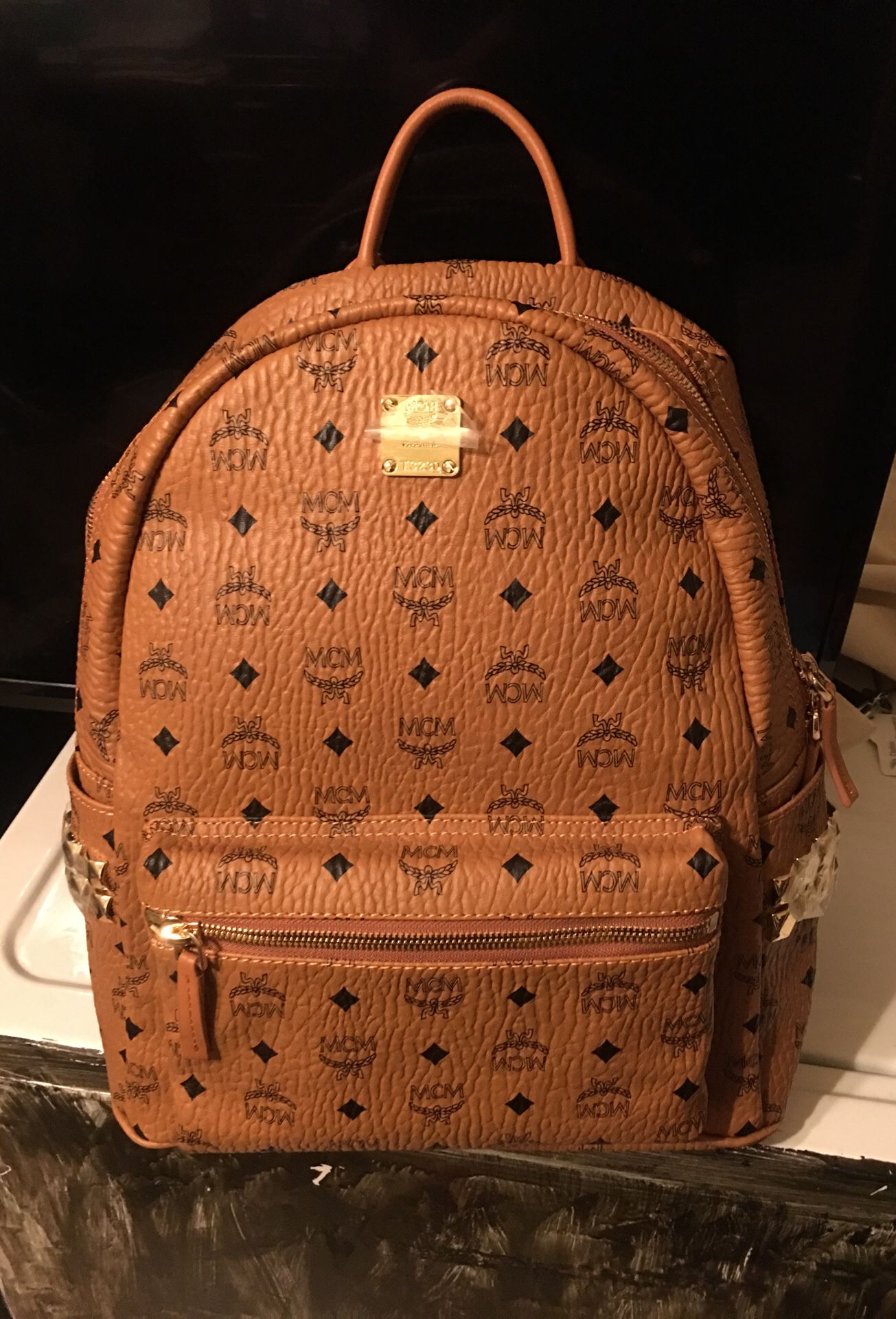 MCM Cognac Medium Backpack REFURBISHED (RETAIL $825-$925)